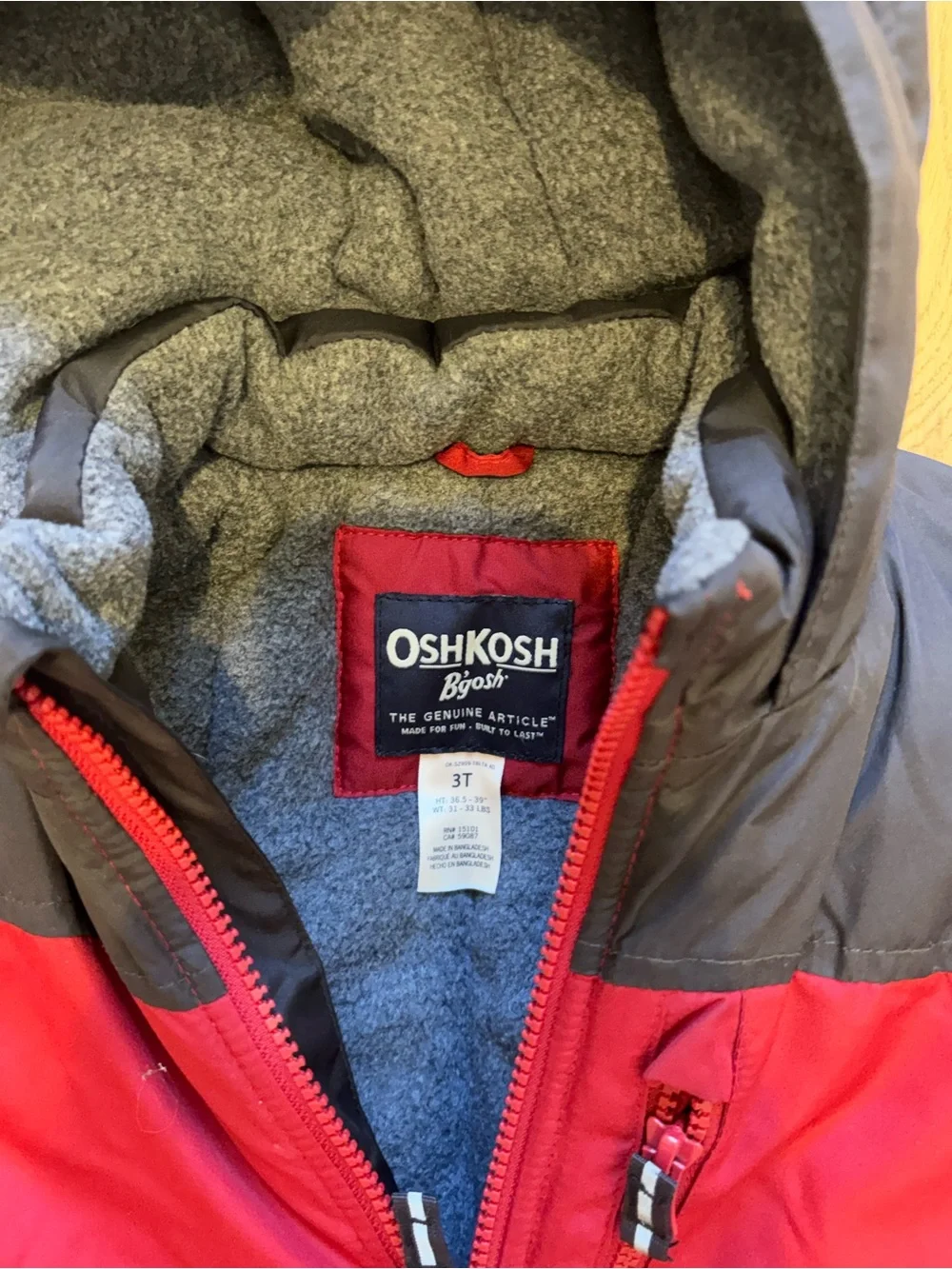 OshKosh B'gosh Red and Black Kids Winter Jacket with Black Snow Bibs